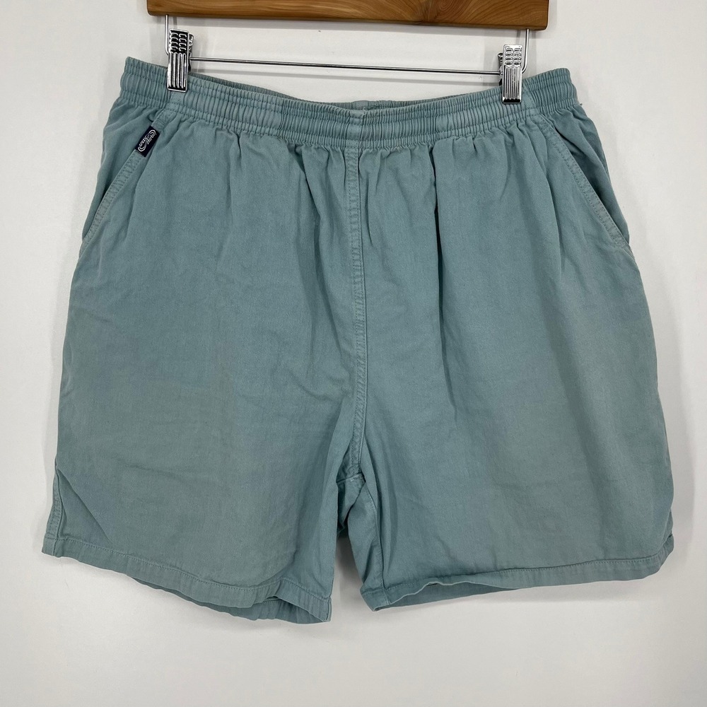 Crazy Shirts Hawaii Original Mens XL Teal Cotton Elastic Waist Shorts Vtg